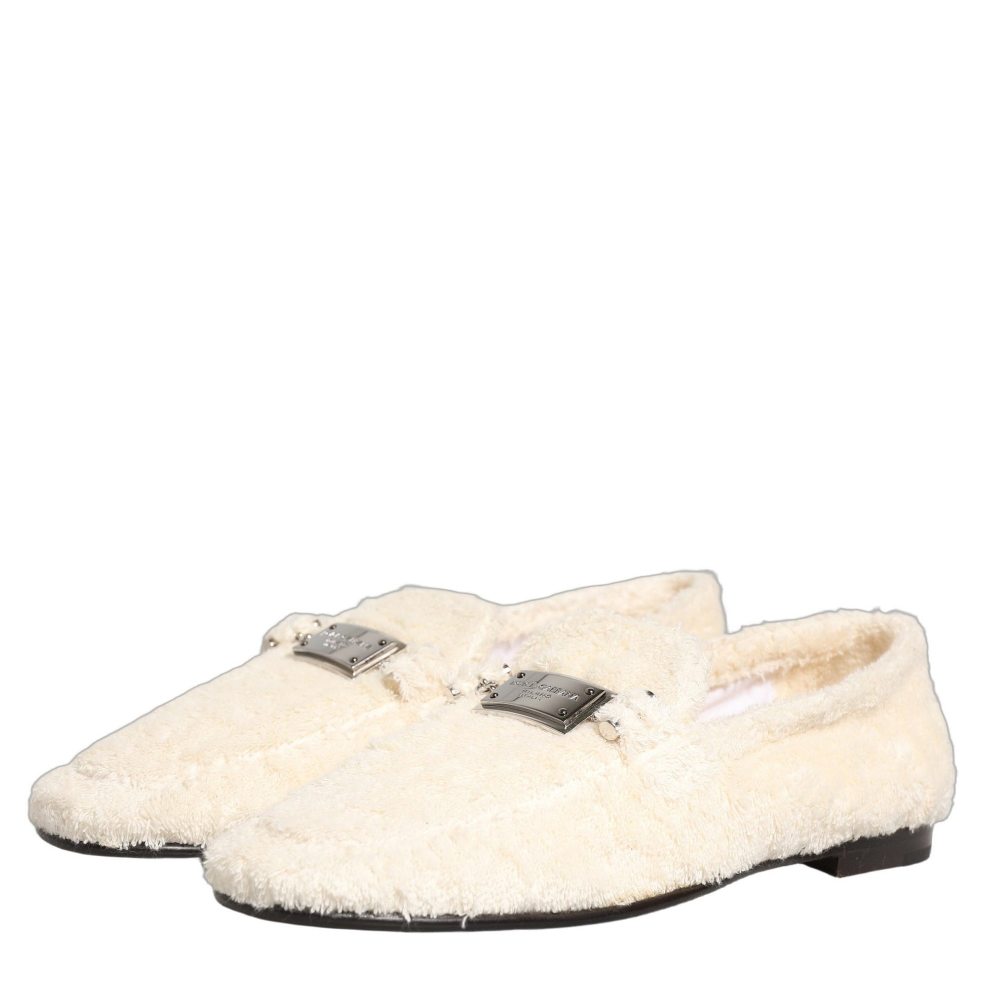 Dolce & Gabbana White Fur Shearling Men Dress Loafers Shoes Dolce & Gabbana
