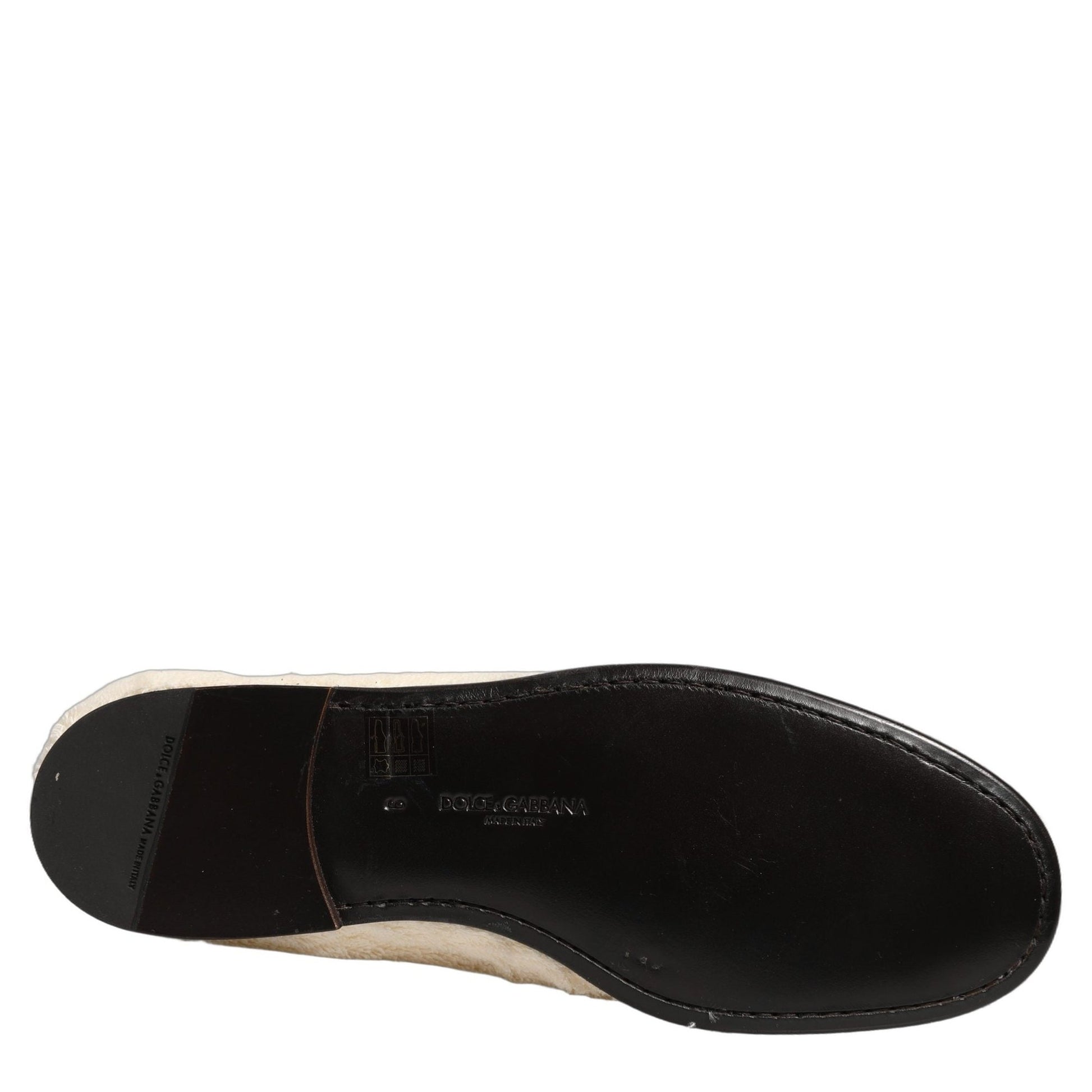 Dolce & Gabbana White Fur Shearling Men Dress Loafers Shoes Dolce & Gabbana
