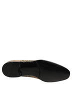 Dolce & Gabbana Beige Sequin Embroidery Dress Loafers Shoes Dolce & Gabbana