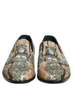 Dolce & Gabbana Beige Sequin Embroidery Dress Loafers Shoes Dolce & Gabbana