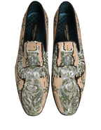 Dolce & Gabbana Beige Sequin Embroidery Dress Loafers Shoes Dolce & Gabbana