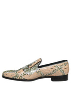Dolce & Gabbana Beige Sequin Embroidery Dress Loafers Shoes Dolce & Gabbana