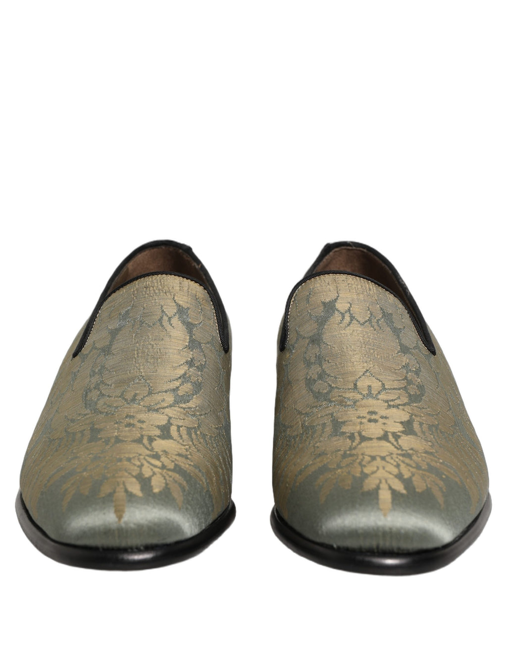 Dolce & Gabbana Gold Floral Jacquard Slip On Loafers Shoes Dolce & Gabbana