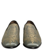 Dolce & Gabbana Gold Floral Jacquard Slip On Loafers Shoes Dolce & Gabbana