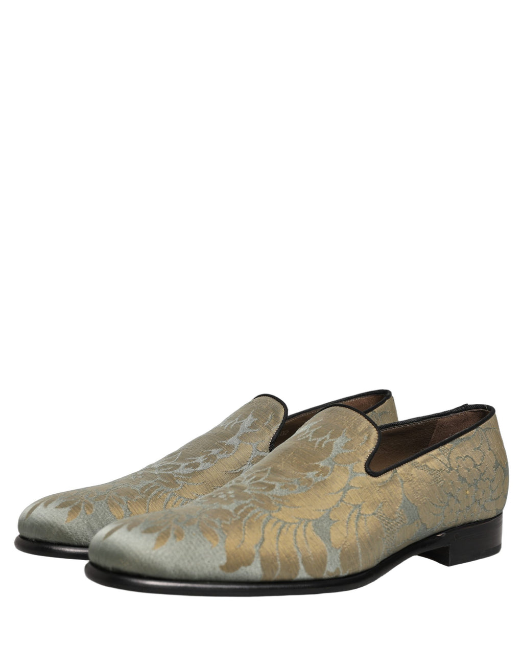 Dolce & Gabbana Gold Floral Jacquard Slip On Loafers Shoes Dolce & Gabbana