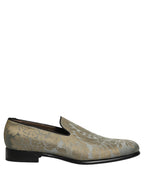 Dolce & Gabbana Gold Floral Jacquard Slip On Loafers Shoes Dolce & Gabbana