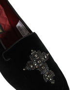 Dolce & Gabbana Black Suede Embellished Dress Loafers Shoes Dolce & Gabbana