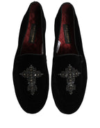 Dolce & Gabbana Black Suede Embellished Dress Loafers Shoes Dolce & Gabbana