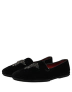 Dolce & Gabbana Black Suede Embellished Dress Loafers Shoes Dolce & Gabbana