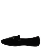 Dolce & Gabbana Black Suede Embellished Dress Loafers Shoes Dolce & Gabbana
