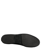 Dolce & Gabbana Black Suede Embellished Dress Loafers Shoes - Eljoys Fashion 