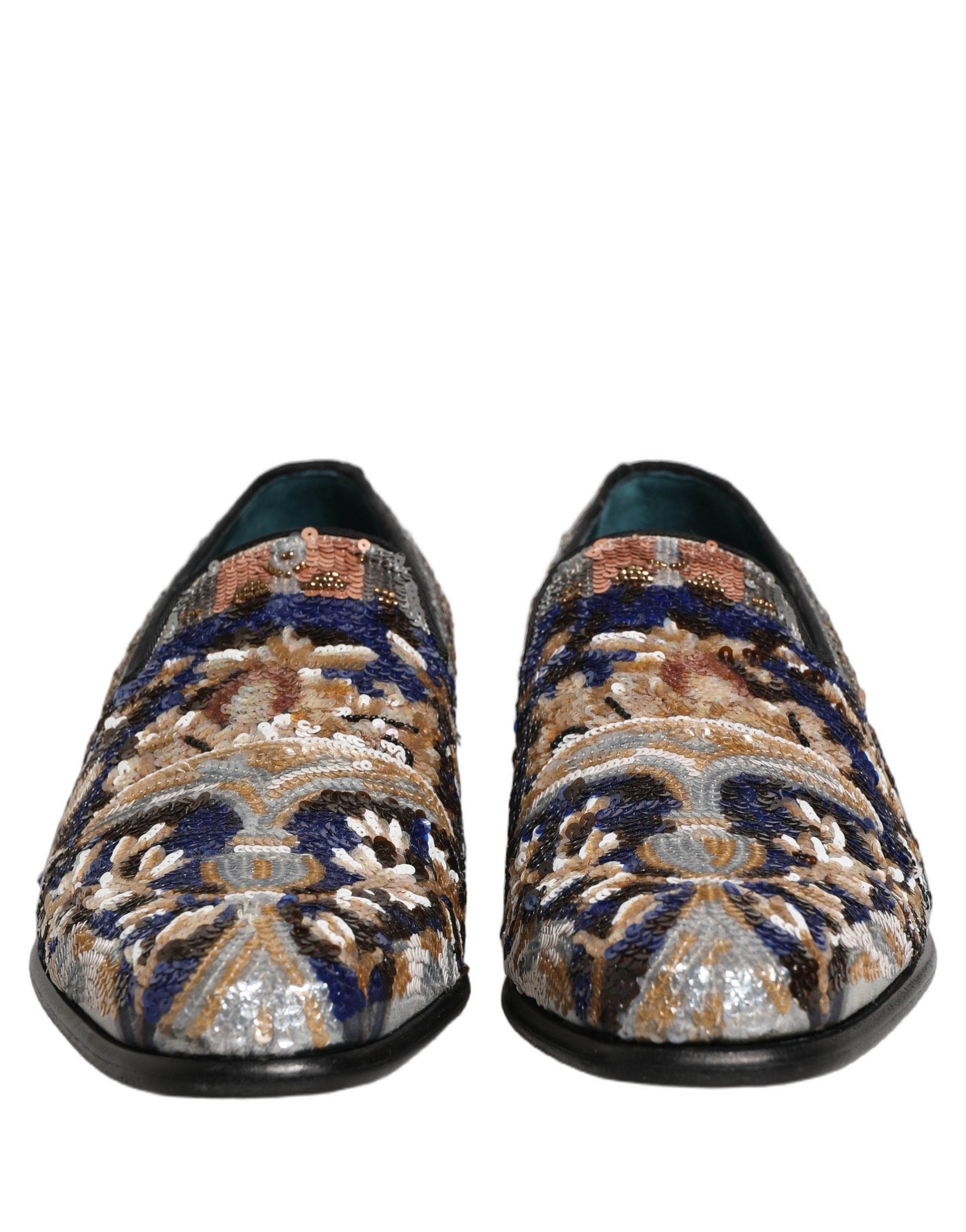 Dolce & Gabbana Multicolor Embroidered Sequin Loafers Shoes Dolce & Gabbana