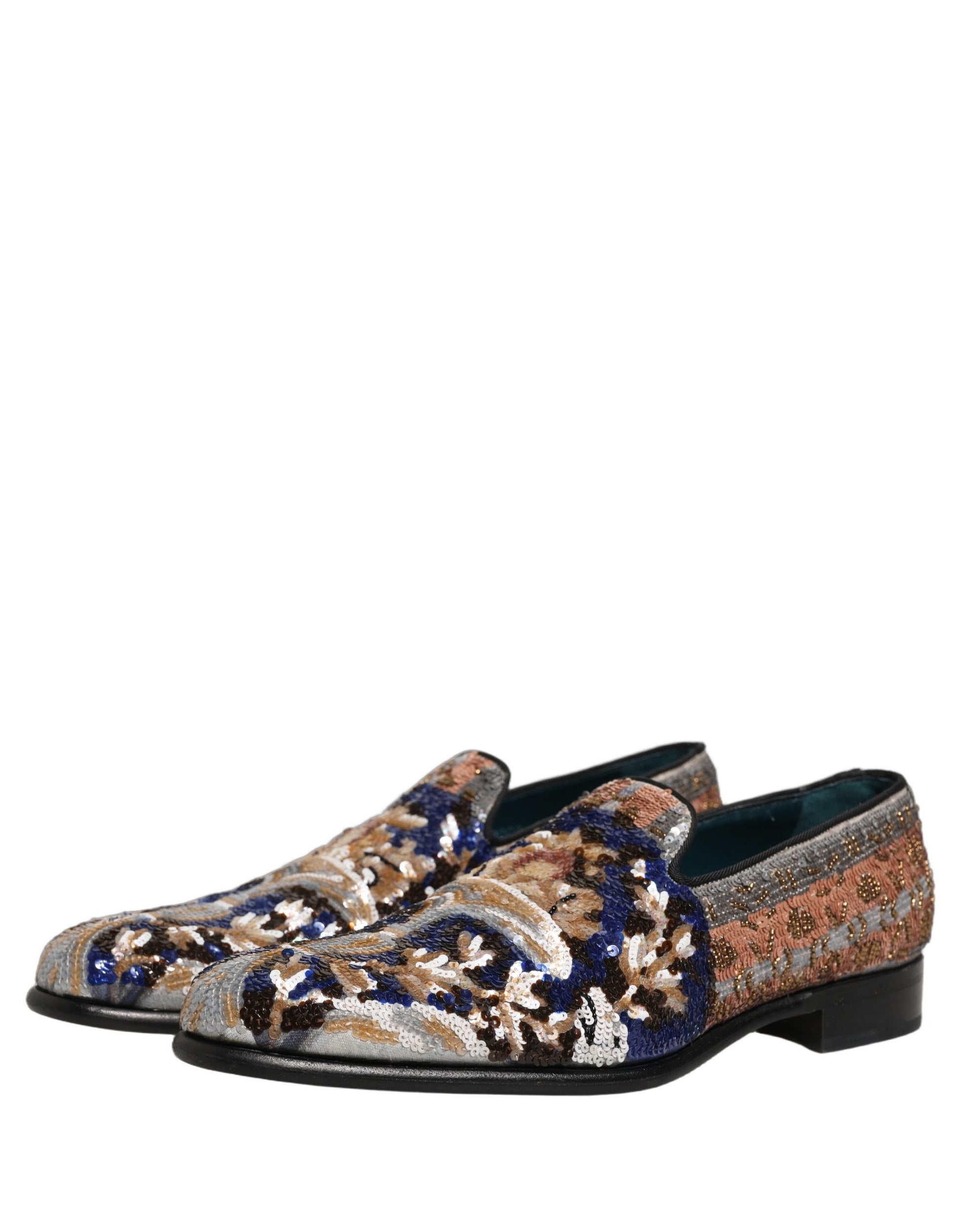 Dolce & Gabbana Multicolor Embroidered Sequin Loafers Shoes Dolce & Gabbana