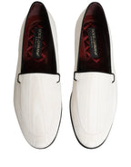 Dolce & Gabbana White Velvet Slip On Men Flats Loafers Shoes Dolce & Gabbana