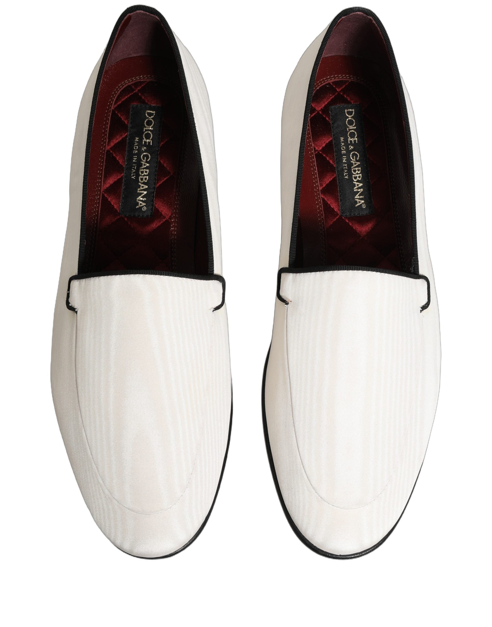 Dolce & Gabbana White Velvet Slip On Men Flats Loafers Shoes Dolce & Gabbana