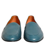 Dolce & Gabbana Blue Leather Logo Slip On Men Loafers Shoes Dolce & Gabbana