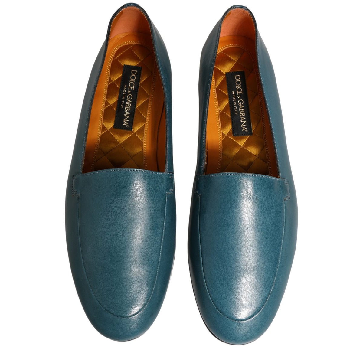 Dolce & Gabbana Blue Leather Logo Slip On Men Loafers Shoes Dolce & Gabbana