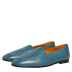 Dolce & Gabbana Blue Leather Logo Slip On Men Loafers Shoes Dolce & Gabbana