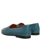 Dolce & Gabbana Blue Leather Logo Slip On Men Loafers Shoes Dolce & Gabbana