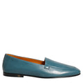 Dolce & Gabbana Blue Leather Logo Slip On Men Loafers Shoes Dolce & Gabbana