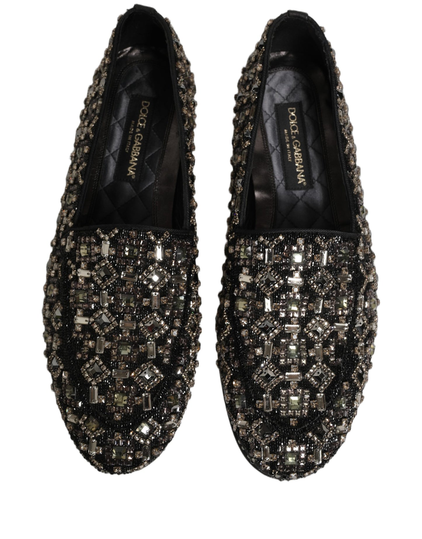 Dolce & Gabbana Silver Leather Logo Slip On Loafers Shoes Dolce & Gabbana