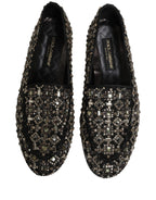 Dolce & Gabbana Black Crystal Embellished Dress Loafers Shoes Dolce & Gabbana