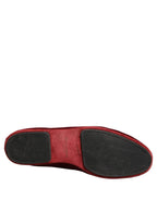 Dolce & Gabbana Maroon Velvet Slip On Men Flats Loafers Shoes Dolce & Gabbana