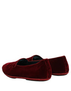 Dolce & Gabbana Maroon Velvet Slip On Men Flats Loafers Shoes Dolce & Gabbana