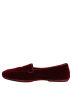 Dolce & Gabbana Maroon Velvet Slip On Men Flats Loafers Shoes Dolce & Gabbana