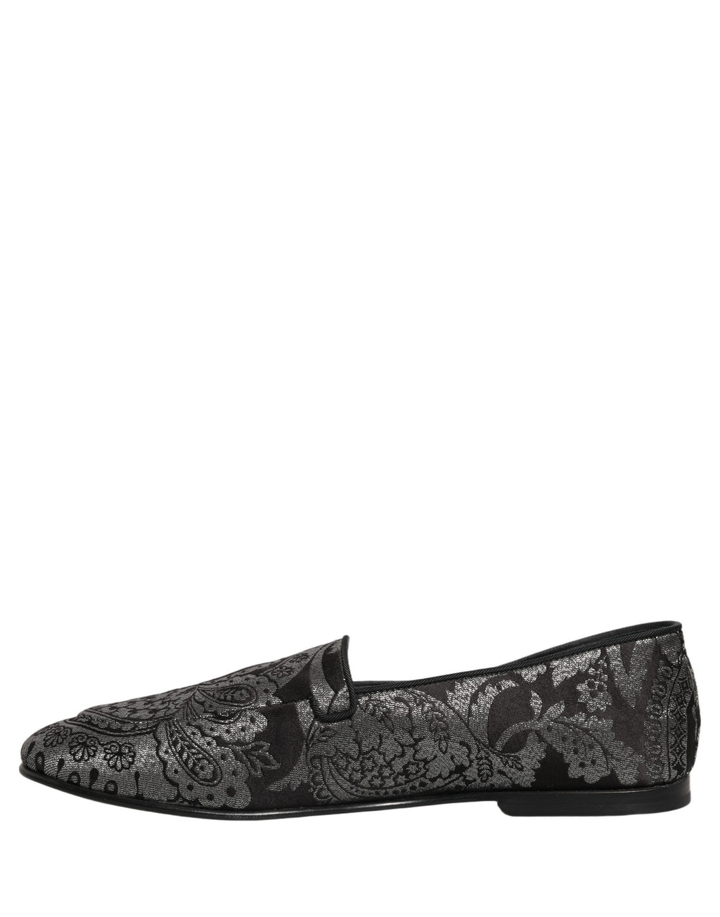Dolce & Gabbana Silver Jacquard Leather Slip On Loafers Shoes Dolce & Gabbana