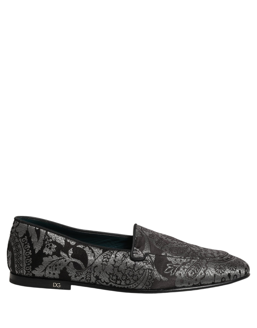 Dolce & Gabbana Silver Jacquard Leather Slip On Loafers Shoes Dolce & Gabbana