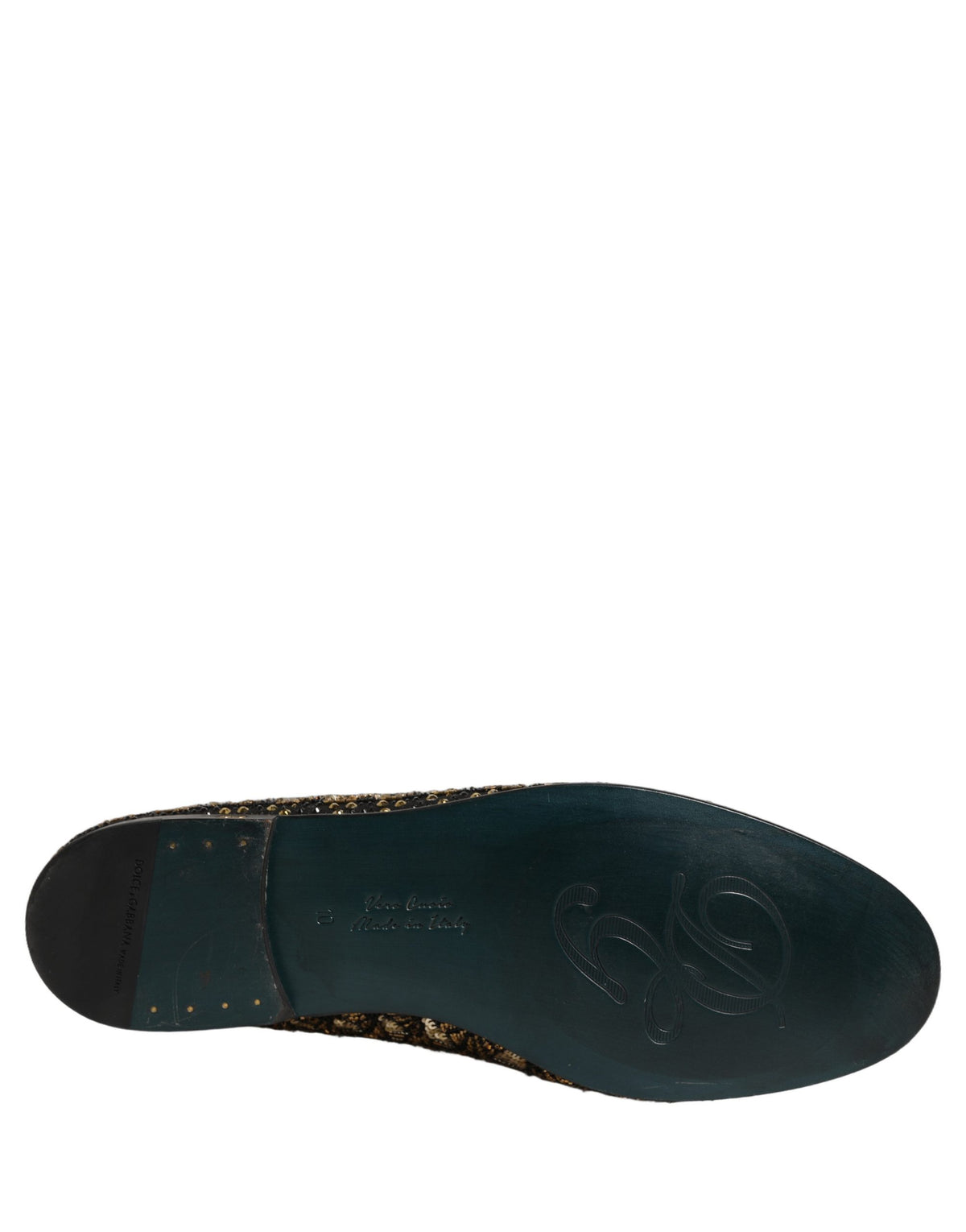 Dolce & Gabbana Black Gold Embellished Slip On Loafers Shoes - Eljoys Fashion 