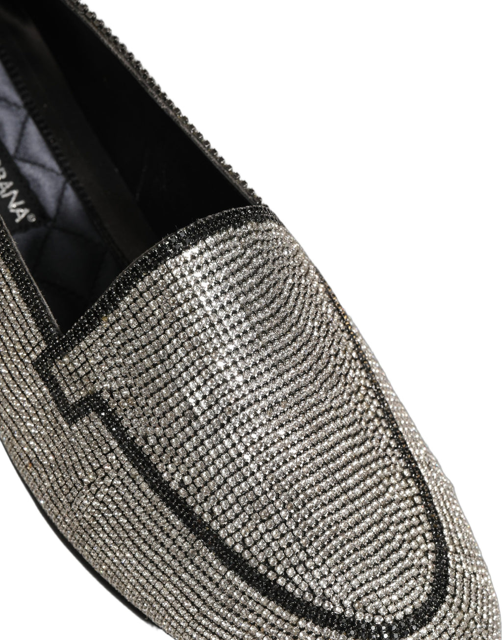 Dolce & Gabbana Silver Crystal Embellished Men Loafers Shoes Dolce & Gabbana