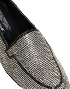 Dolce & Gabbana Silver Crystal Embellished Men Loafers Shoes Dolce & Gabbana