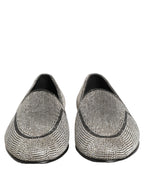 Dolce & Gabbana Silver Crystal Embellished Men Loafers Shoes Dolce & Gabbana