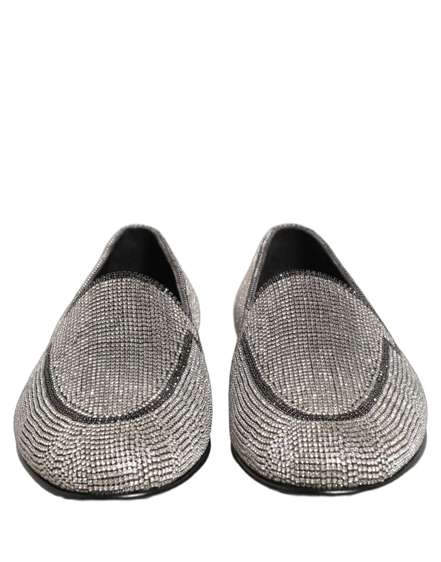 Dolce & Gabbana Silver Crystal Embellished Men Loafers Shoes Dolce & Gabbana