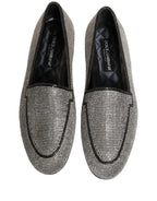 Dolce & Gabbana Silver Crystal Embellished Men Loafers Shoes Dolce & Gabbana