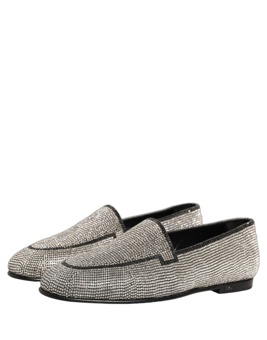 Dolce & Gabbana Silver Crystal Embellished Men Loafers Shoes Dolce & Gabbana