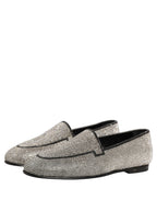 Dolce & Gabbana Silver Crystal Embellished Men Loafers Shoes Dolce & Gabbana