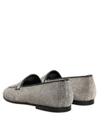 Dolce & Gabbana Silver Crystal Embellished Men Loafers Shoes Dolce & Gabbana