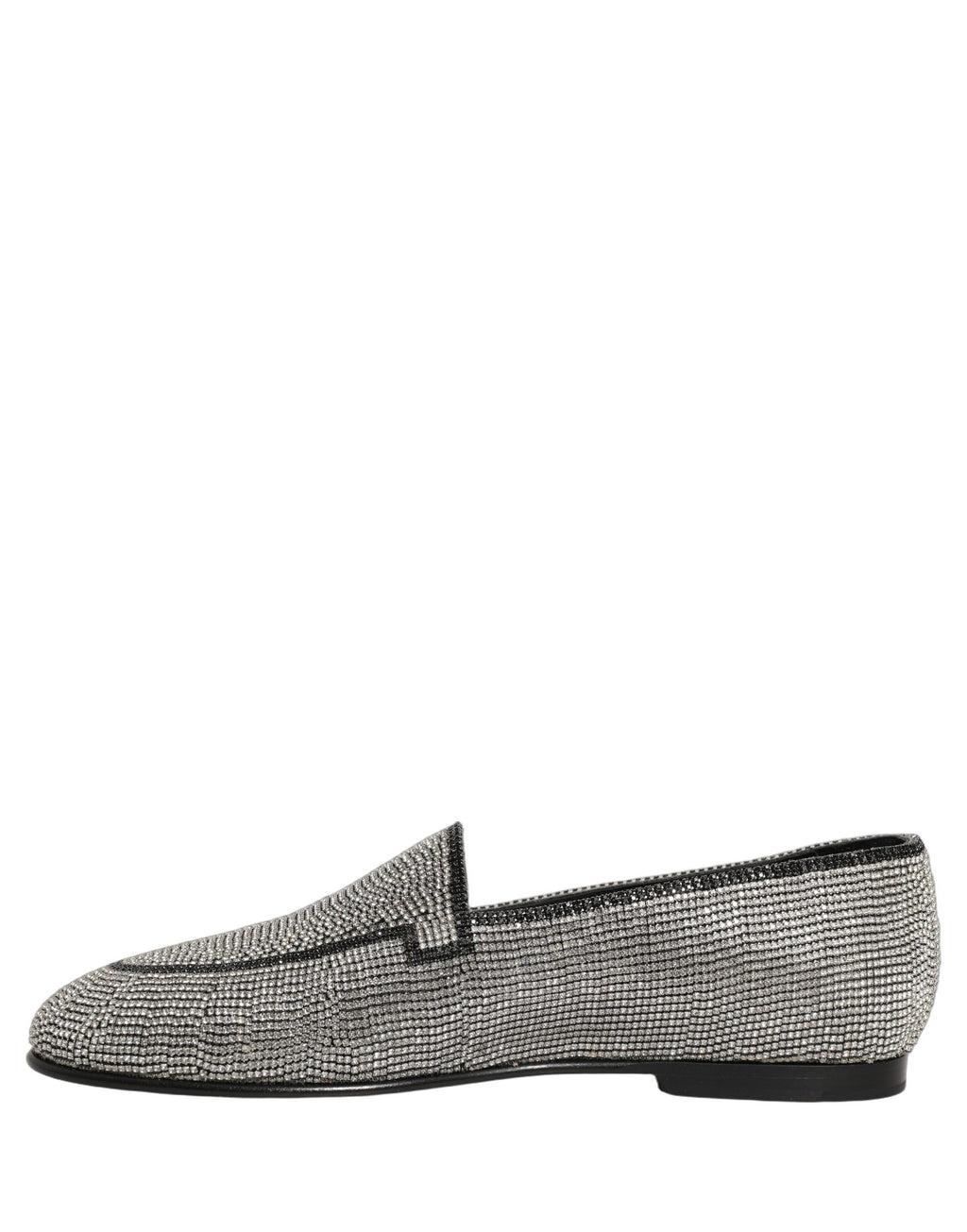 Dolce & Gabbana Silver Crystal Embellished Men Loafers Shoes Dolce & Gabbana