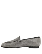 Dolce & Gabbana Silver Crystal Embellished Men Loafers Shoes Dolce & Gabbana
