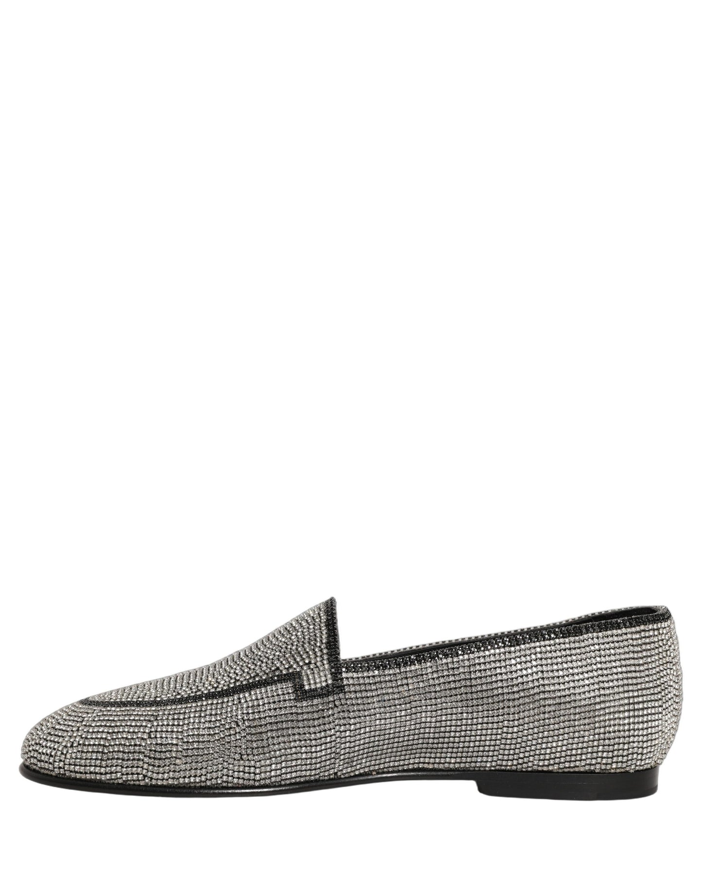 Dolce & Gabbana Silver Crystal Embellished Men Loafers Shoes Dolce & Gabbana