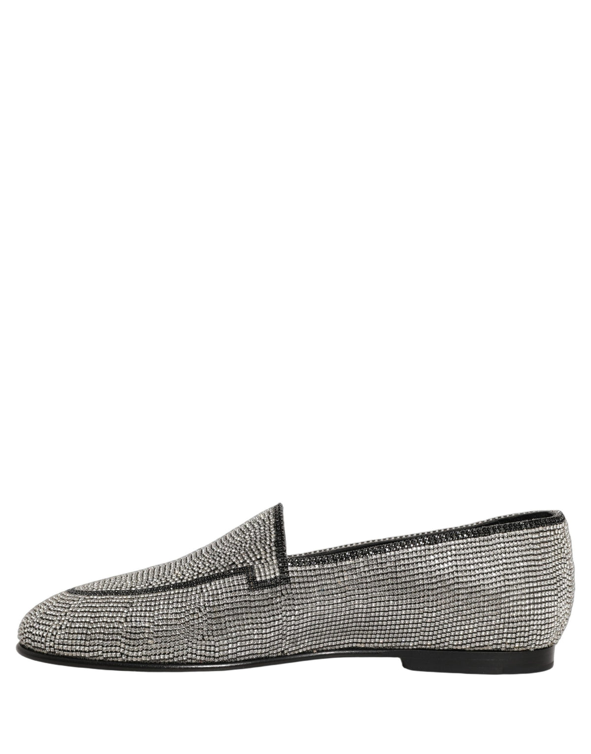 Dolce & Gabbana Silver Crystal Embellished Men Loafers Shoes Dolce & Gabbana