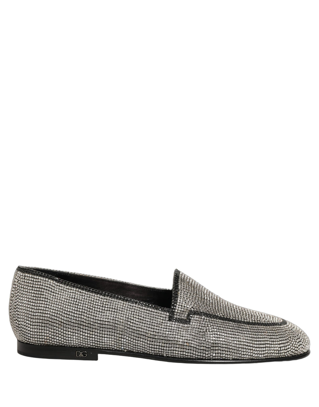 Dolce & Gabbana Silver Crystal Embellished Men Loafers Shoes Dolce & Gabbana
