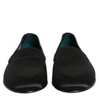 Dolce & Gabbana Black Satin Logo Slip On Flats Loafers Shoes Dolce & Gabbana