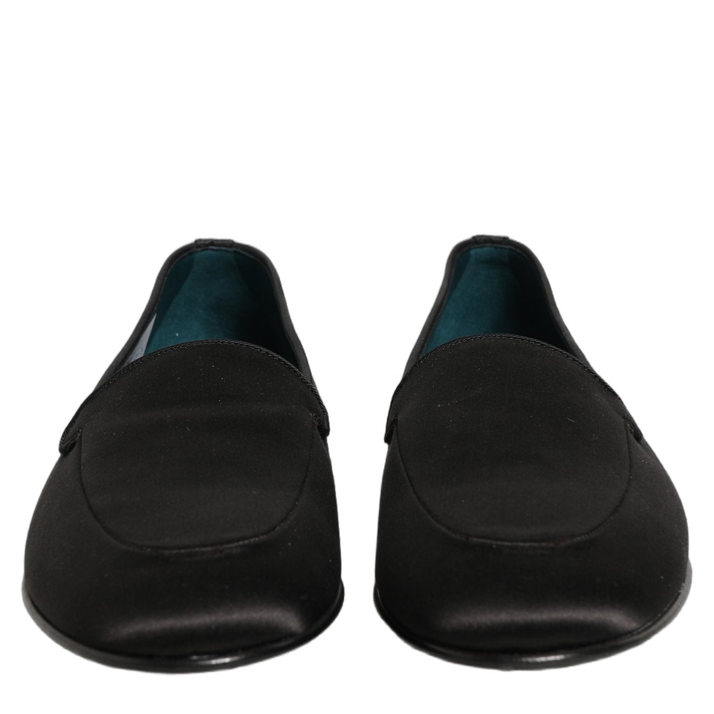 Dolce & Gabbana Black Satin Logo Slip On Flats Loafers Shoes Dolce & Gabbana