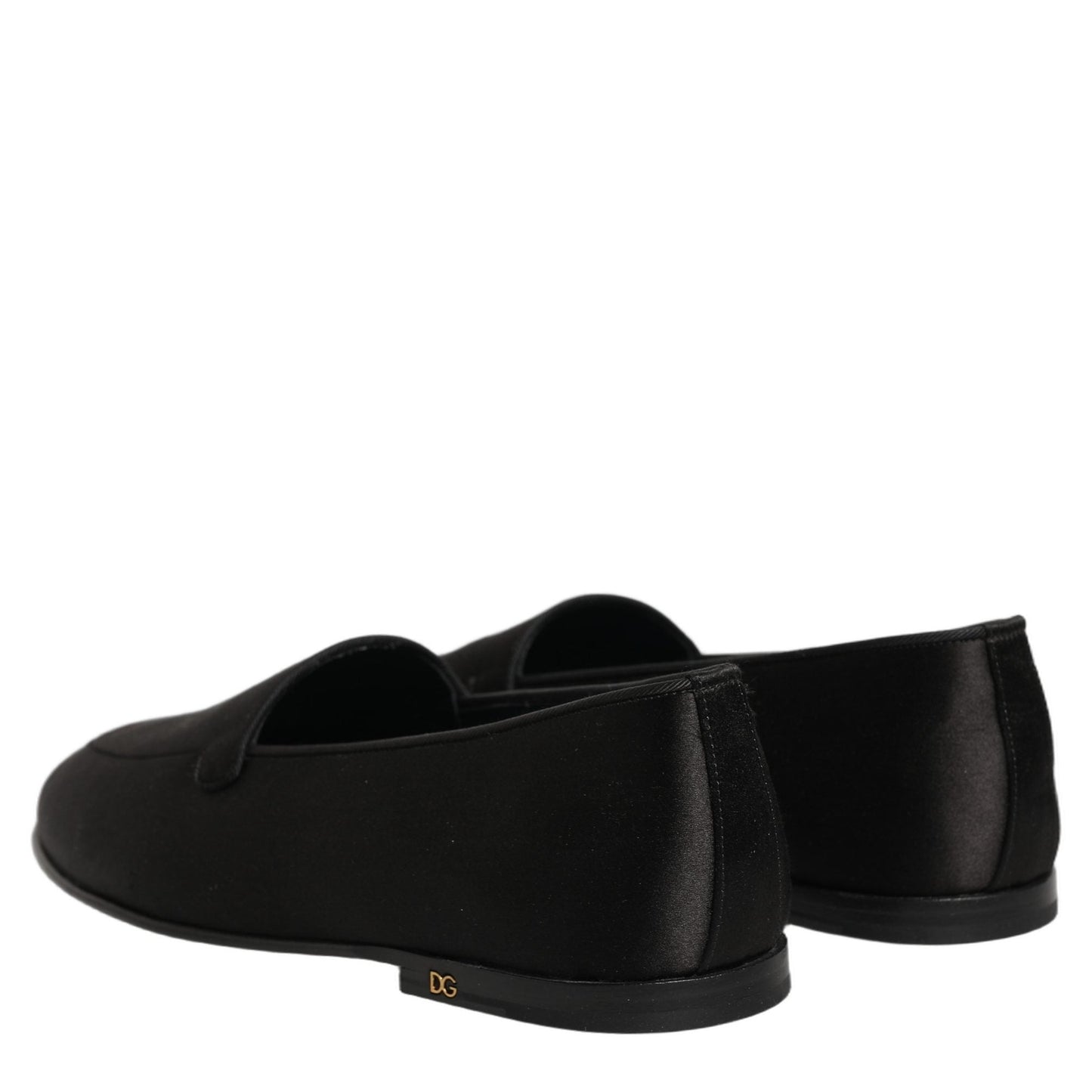 Dolce & Gabbana Black Satin Logo Slip On Flats Loafers Shoes Dolce & Gabbana