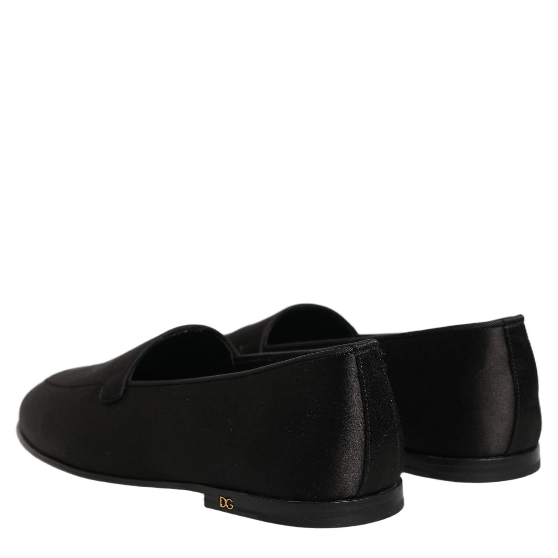 Dolce & Gabbana Black Satin Logo Slip On Flats Loafers Shoes Dolce & Gabbana