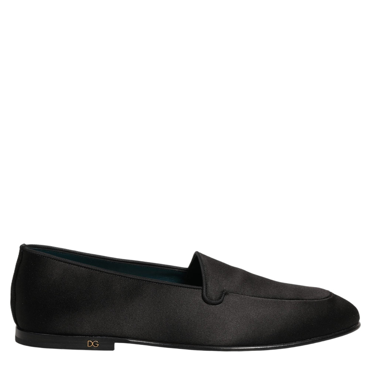 Dolce & Gabbana Black Satin Logo Slip On Flats Loafers Shoes Dolce & Gabbana